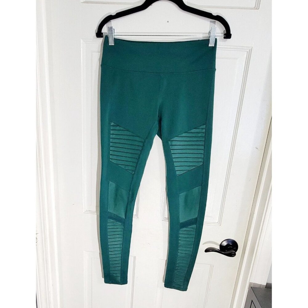 Alo Womens Green Pull On Moto Leggings Skinny Leg Elastic‎ Waist Size S - Picture 3 of 9